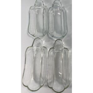 Vintage (4) Heavy Clear Glass BANANA SPLIT Ice Cream Sundae Boat Dishes - 8.75"